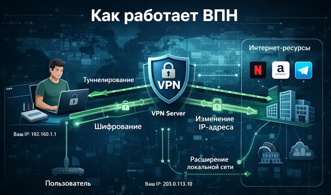 Как работает ВПН – Туннелирование и Шифрование данных